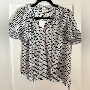 Black and white polka dot blouse